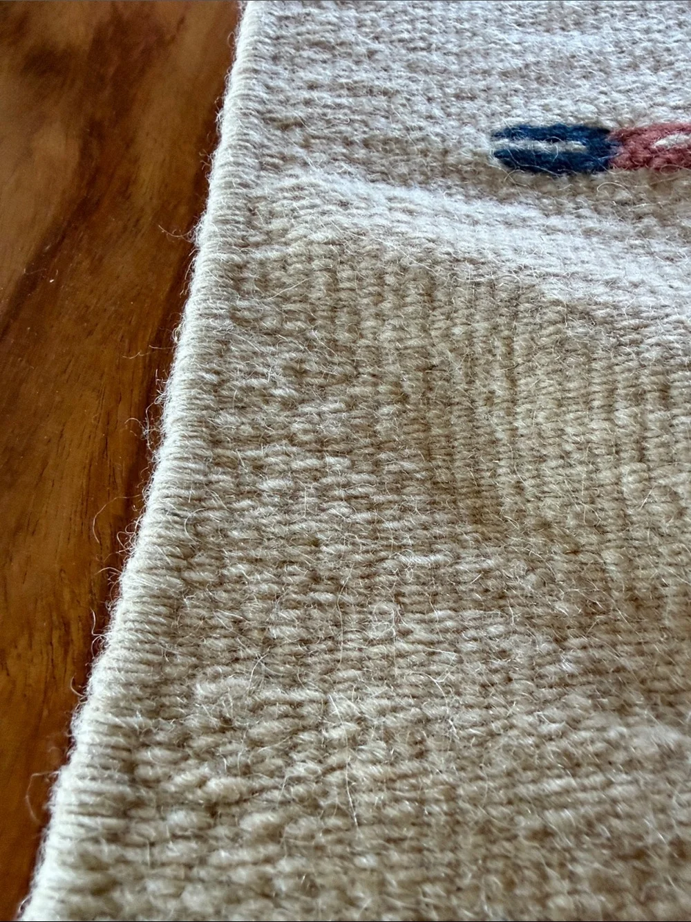 Handwoven Southwestern Star Wool Rug  Cream and Charcoal